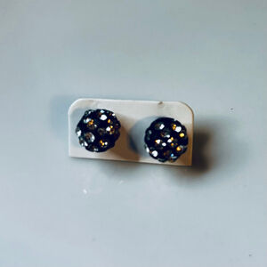 Disco Ball Black and Silver Stud Earrings